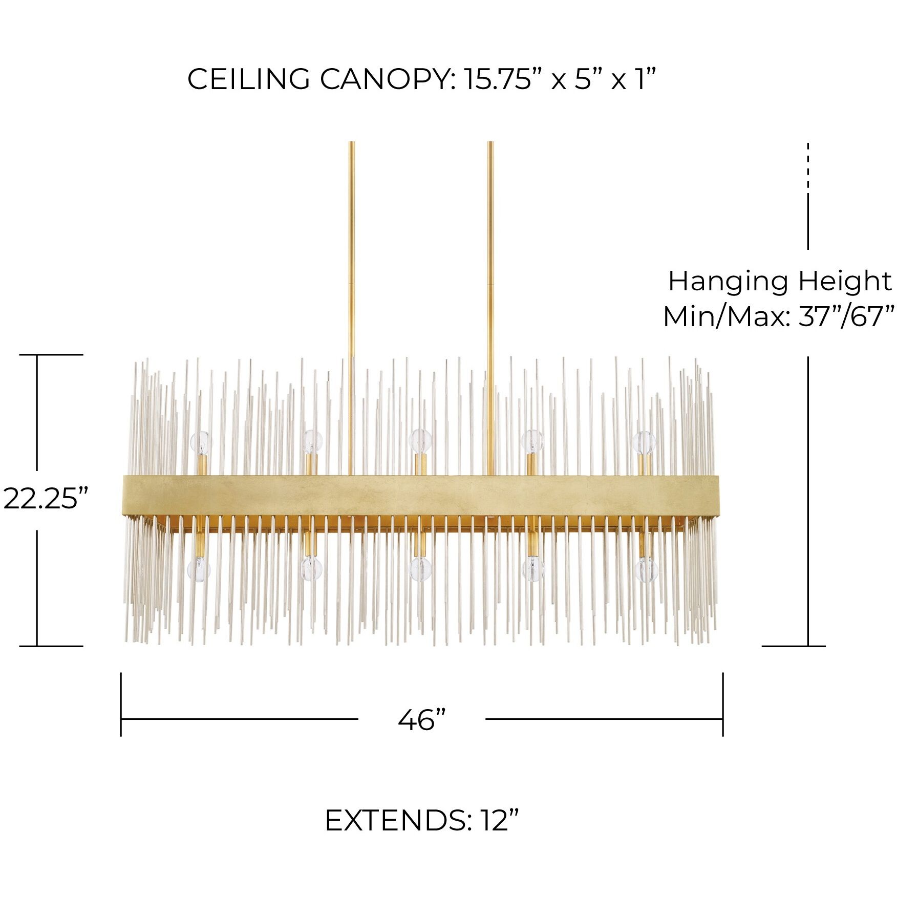 Lena 10 Light 46 inch Fire and Ice Island Ceiling Light