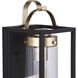 Neo 1 Light 14 inch Midnight / Satin Brass Outdoor Wall Lantern