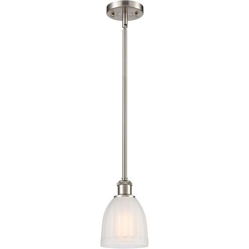 Ballston Brookfield 1 Light 6 inch Brushed Satin Nickel Pendant Ceiling Light in White Glass, Ballston