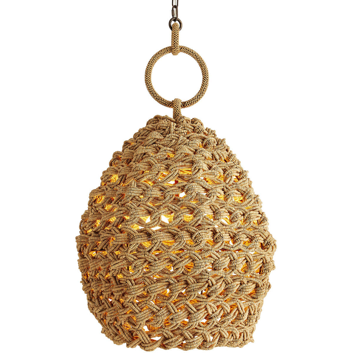 Saxon 3 Light 24 inch Natural and Natural Iron Pendant Ceiling Light