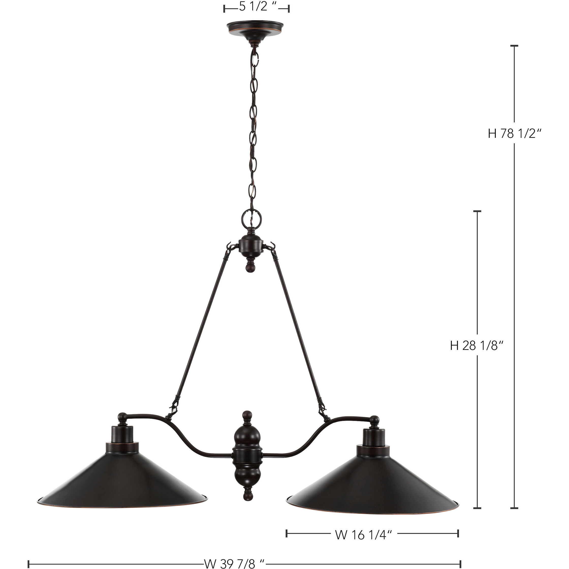 Bridgeview 2 Light 40 inch Mission Dust Bronze Trestle Ceiling Light
