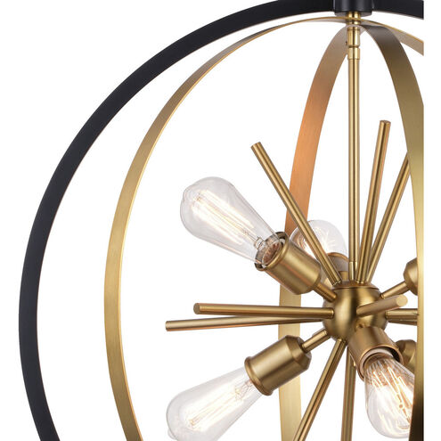 Estelle 6 Light 26.75 inch Natural Brass and Matte Black Pendant Ceiling Light
