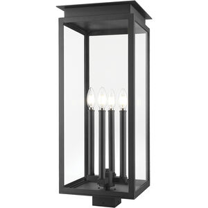 Nova 4 Light 26.75 inch Black Outdoor Post Mount Fixture in Clear Glass