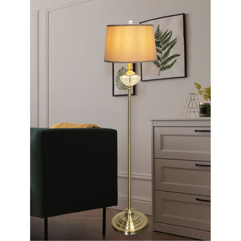 Kayla 60 inch 150.00 watt Golden Antique Brass Floor Lamp Portable Light, Crystal