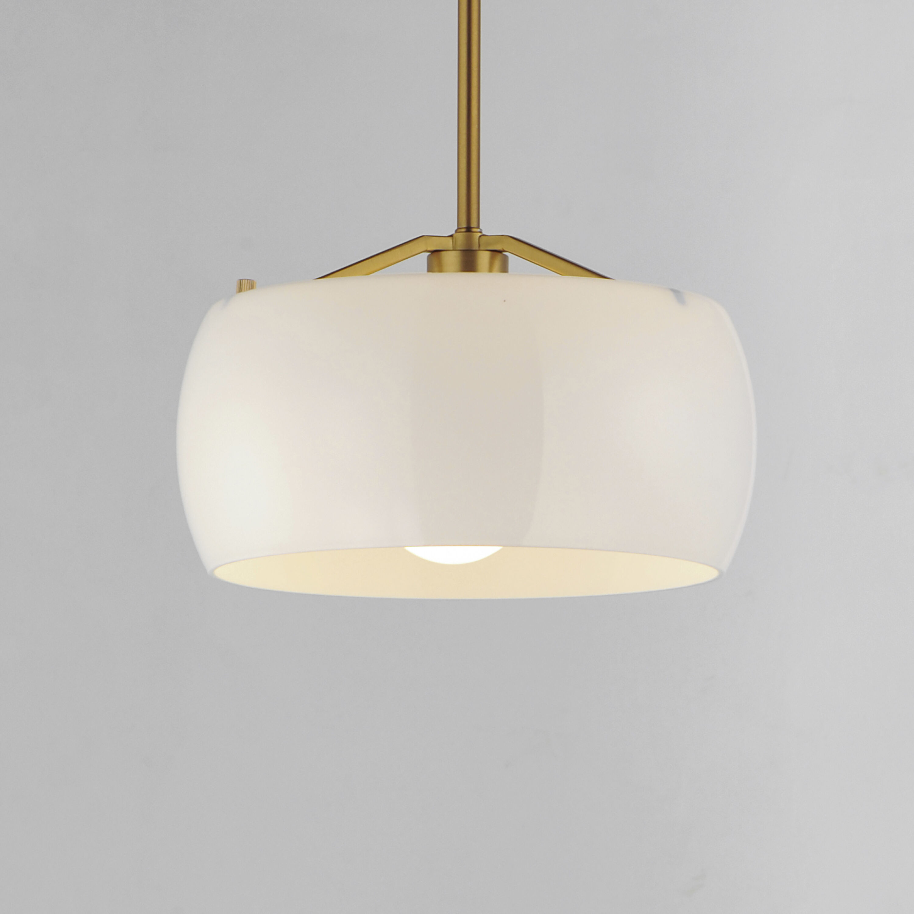 Glazed 1 Light 11 inch White and Natural Aged Brass Single Pendant Ceiling Light