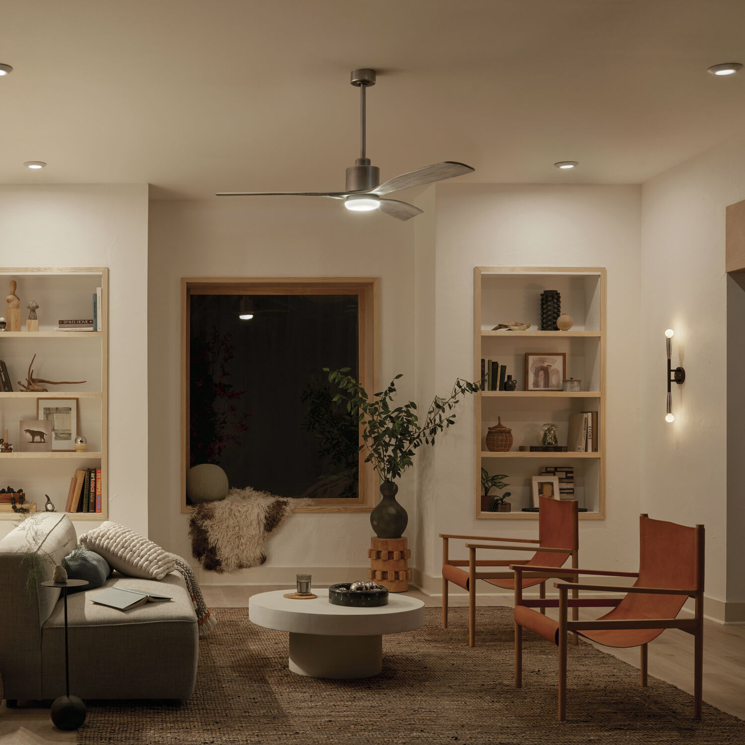 Ridley 60 inch Antique Pewter with Weathered White Walnut/Weathered White Walnut Blades Ceiling Fan