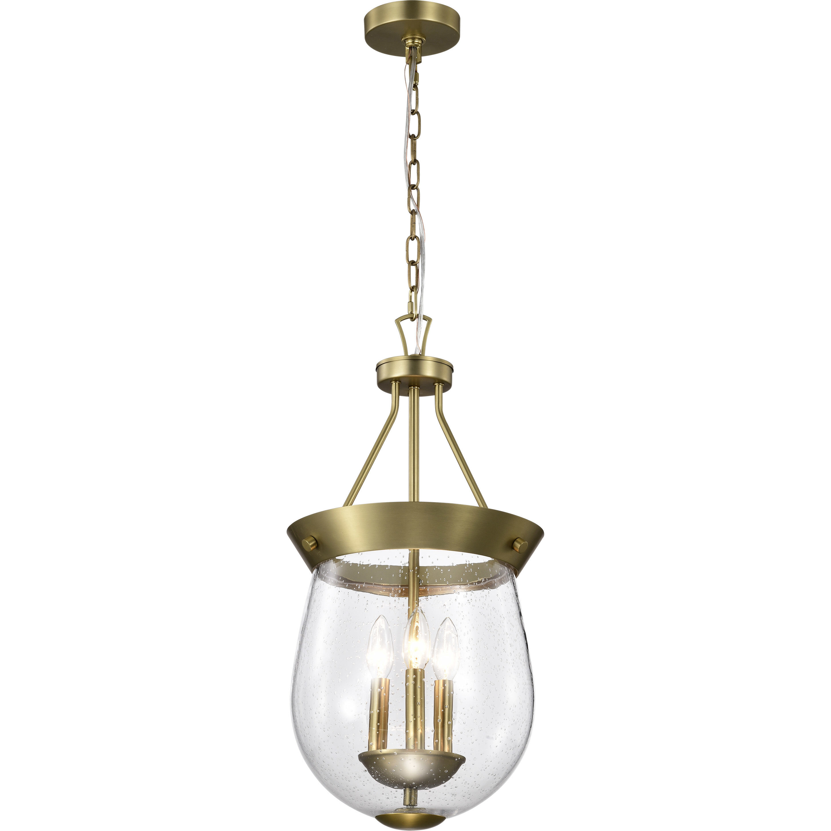 Boliver 3 Light 11.75 inch Vintage Brass Pendant Ceiling Light