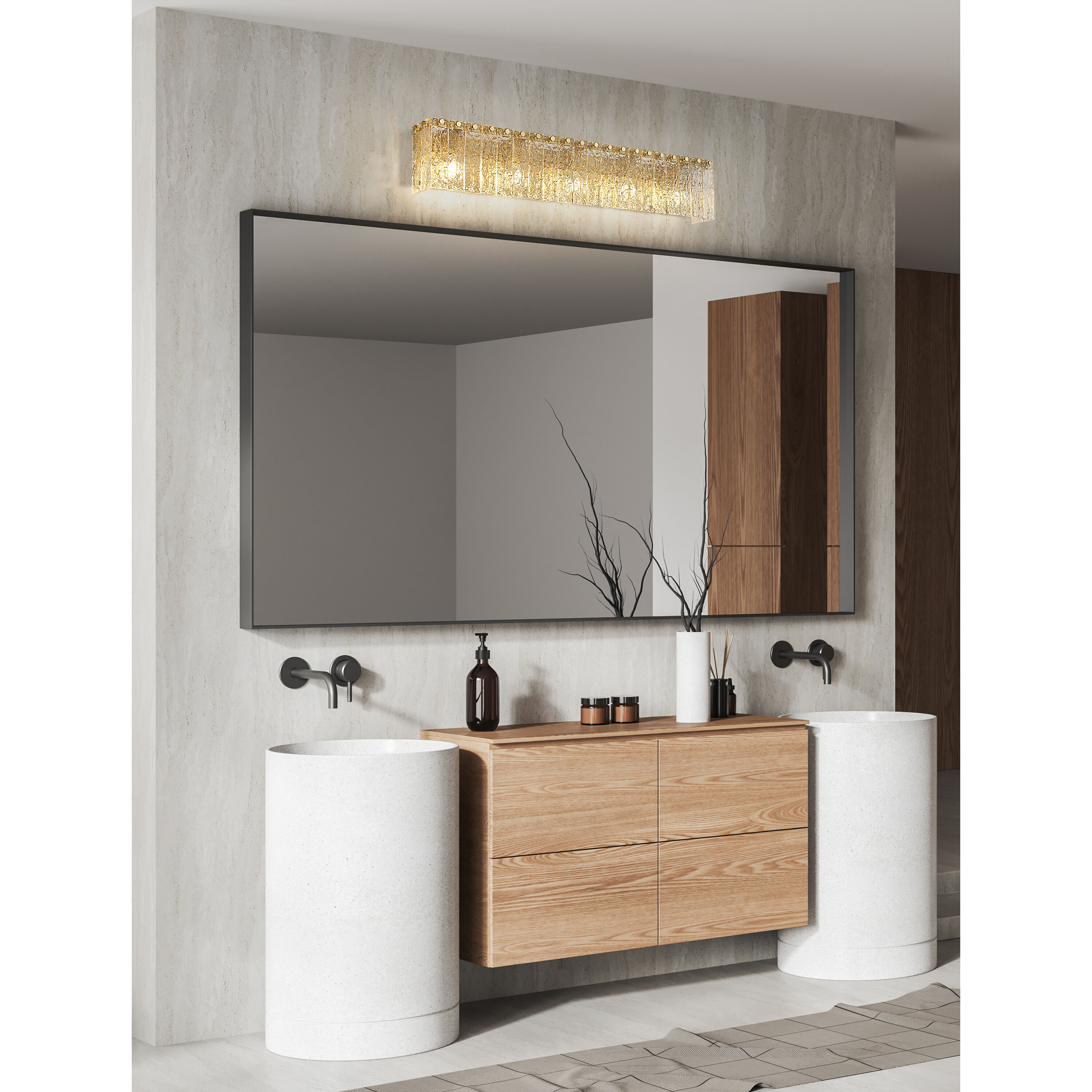 Glacier 5 Light 36.75 inch Modern Gold Vanity Wall Light