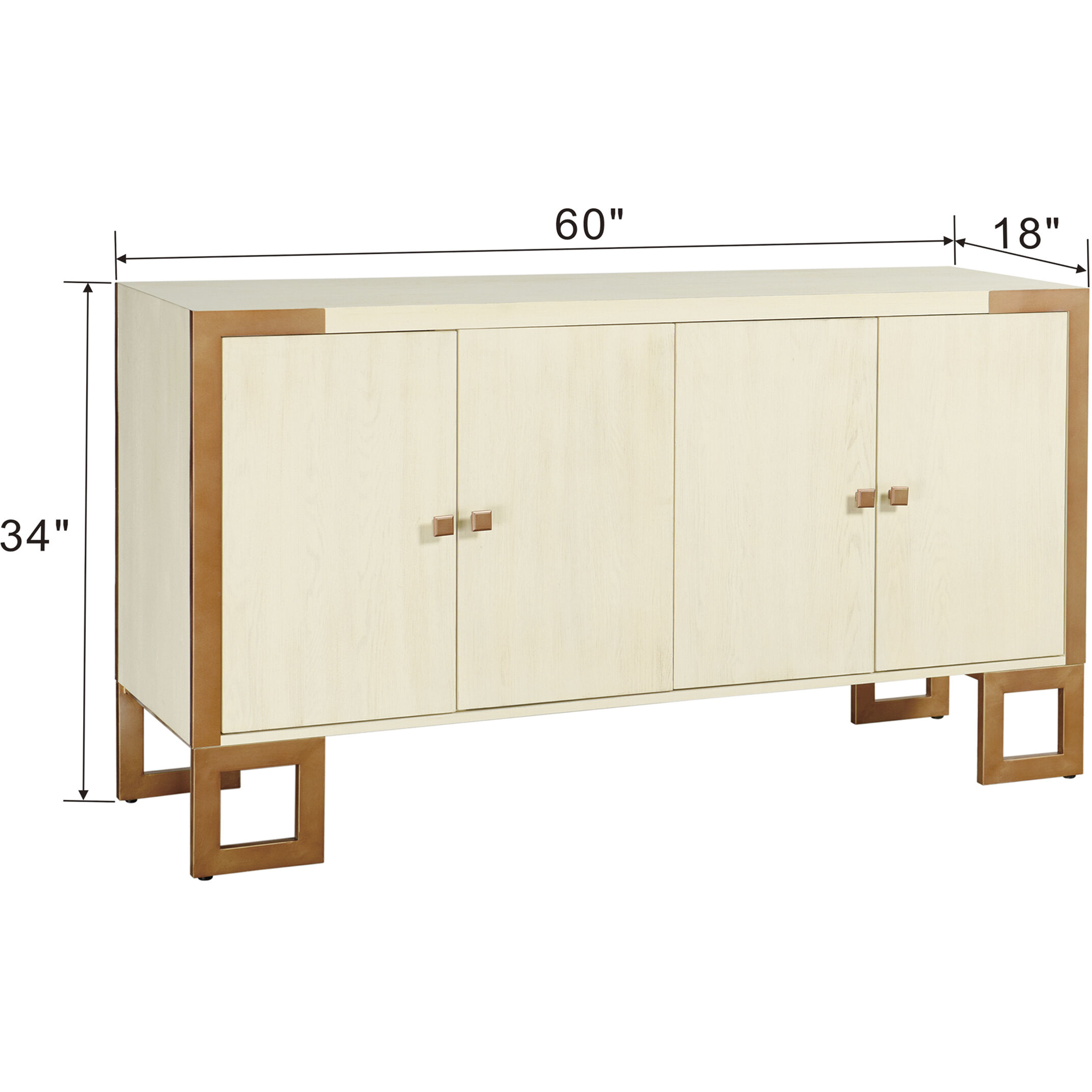 Cameron Antique Cream White and Antique Brushed Gold Cabinet