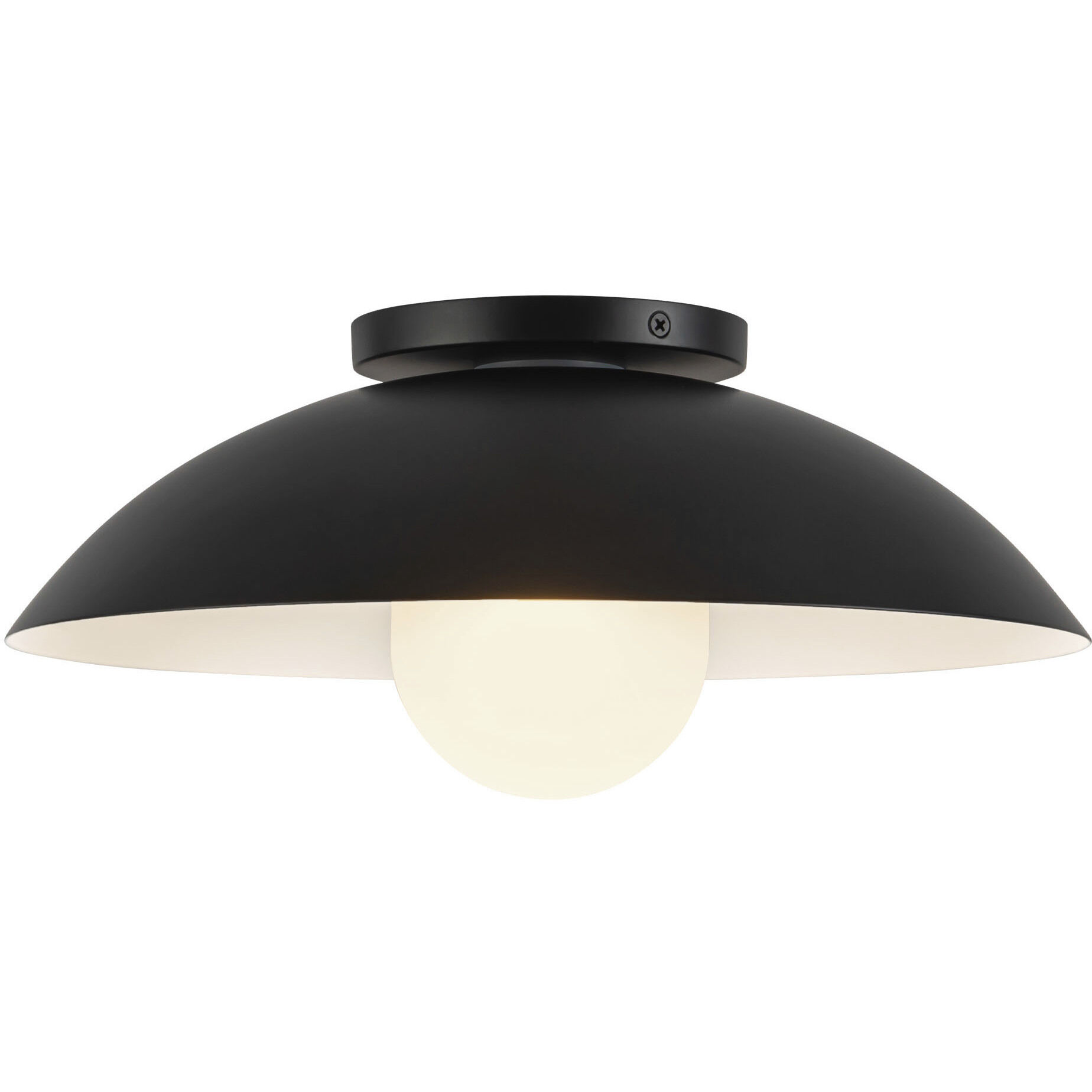 Umbra 1 Light 14 inch Black and Opal Glass Semi-Flush Mount Ceiling Light