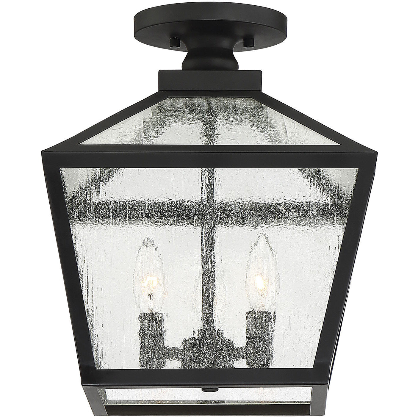 Woodstock 3 Light 12 inch Black Outdoor Flush Mount