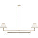 Marie Flanigan Rigby LED 54.25 inch Soft Brass and Natural Oak Linear Chandelier Ceiling Light, Large