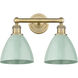 Plymouth Dome 2 Light 16.5 inch Brushed Brass Bath Vanity Light Wall Light in Seafoam