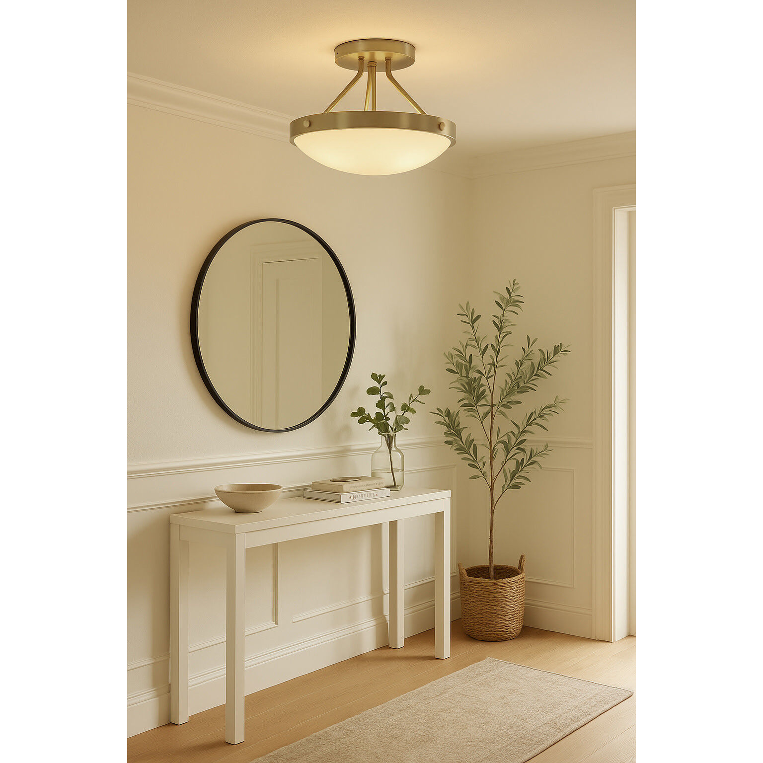 Gus 3 Light 14.5 inch Gold Semi-Flush Mount Ceiling Light, Medium