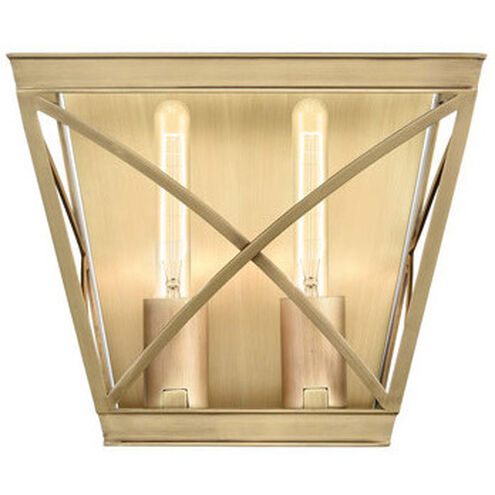 Lattice 2 Light 11.63 inch Vintage Brass Flush Mount Ceiling Light