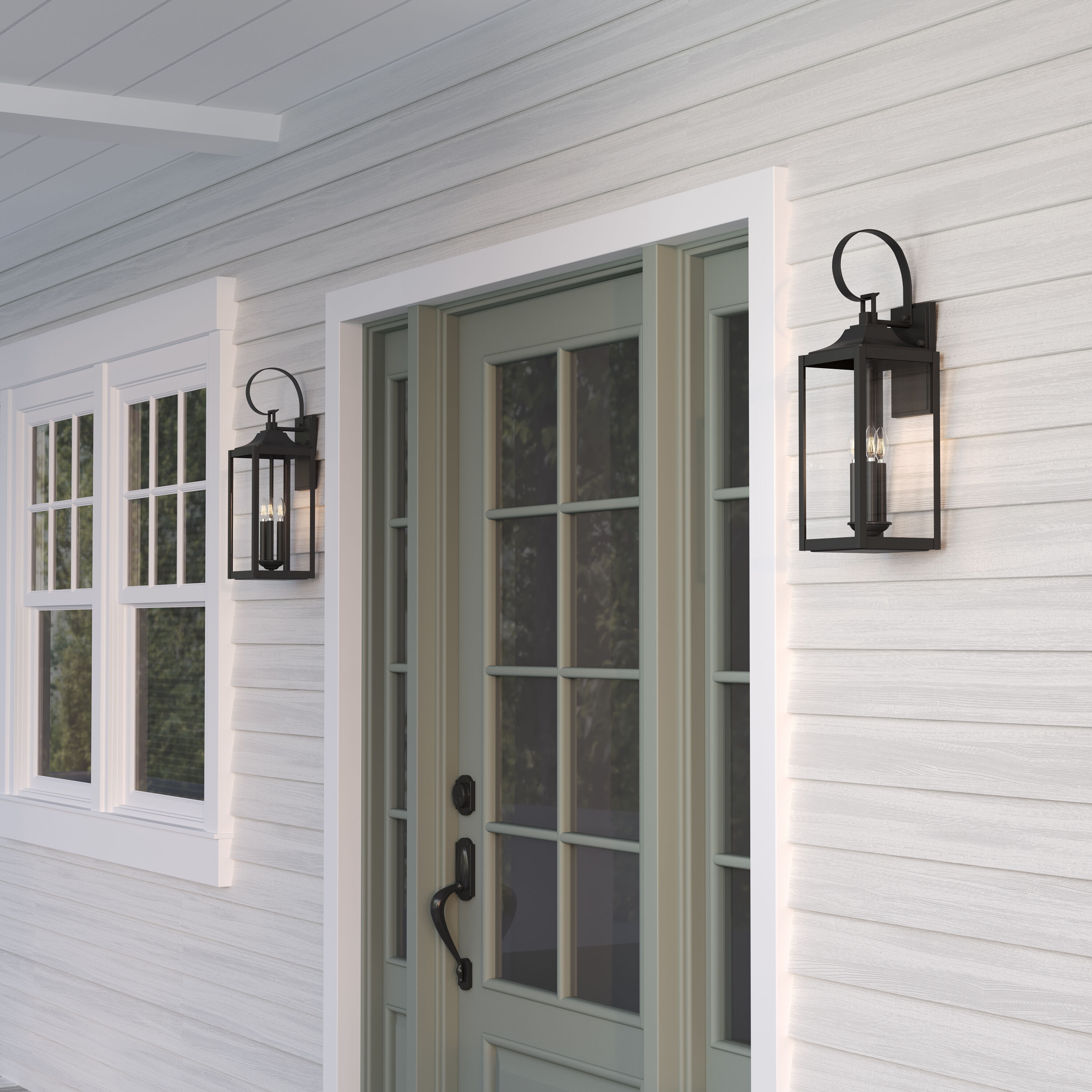 Halston 3 Light 28 inch Powder Coated Black Outdoor Wall Sconce