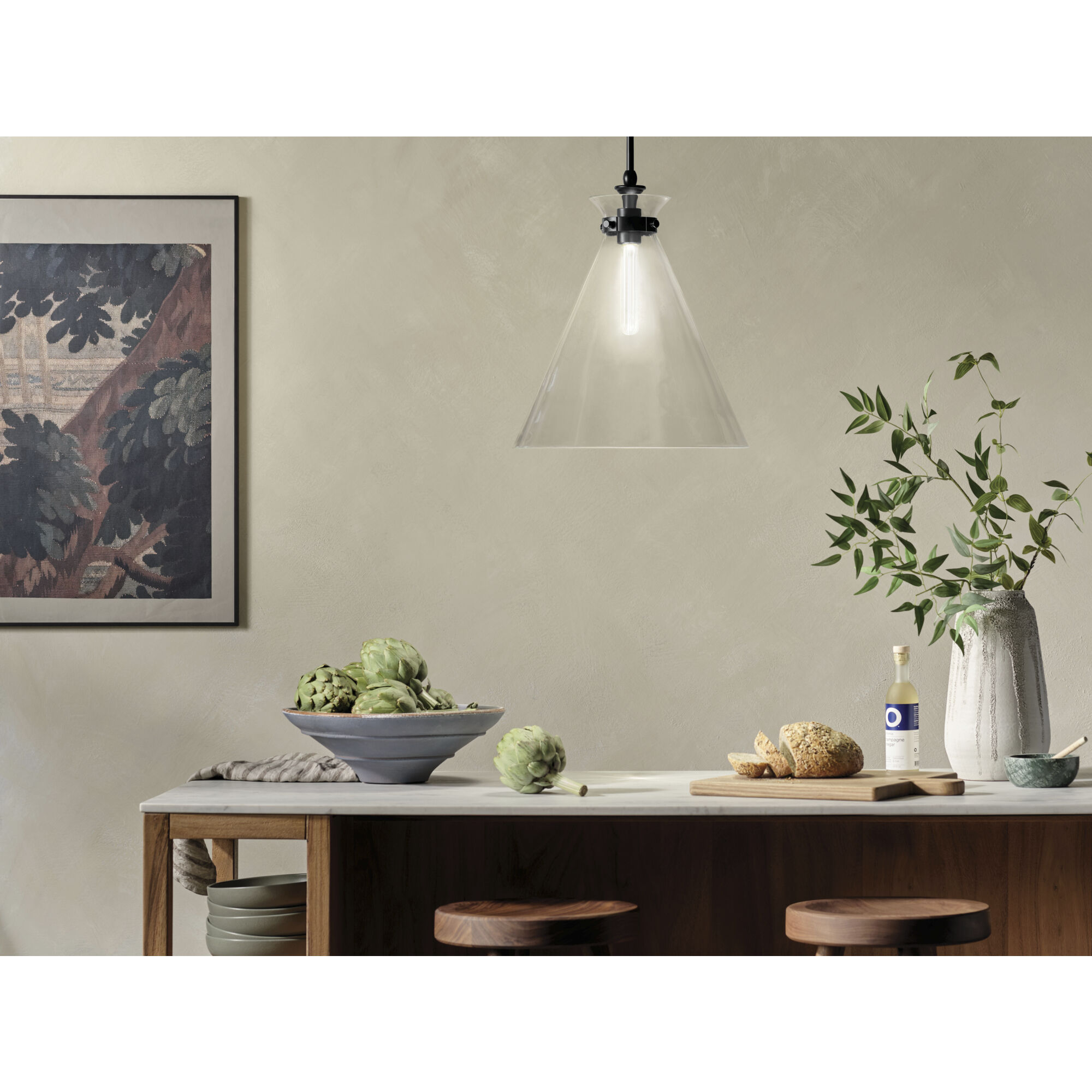 Laria 1 Light Black Pendant Ceiling Light in Clear