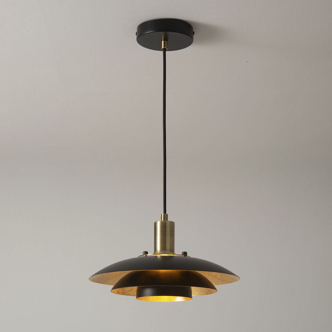 Rancho Mirage LED 12 inch Matte Black and Weathered Brass Pendant Ceiling Light, Small