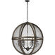 Renaissance Invention 6 Light 30 inch Aged Wood with Weathered Zinc and Clear Chandelier Ceiling Light