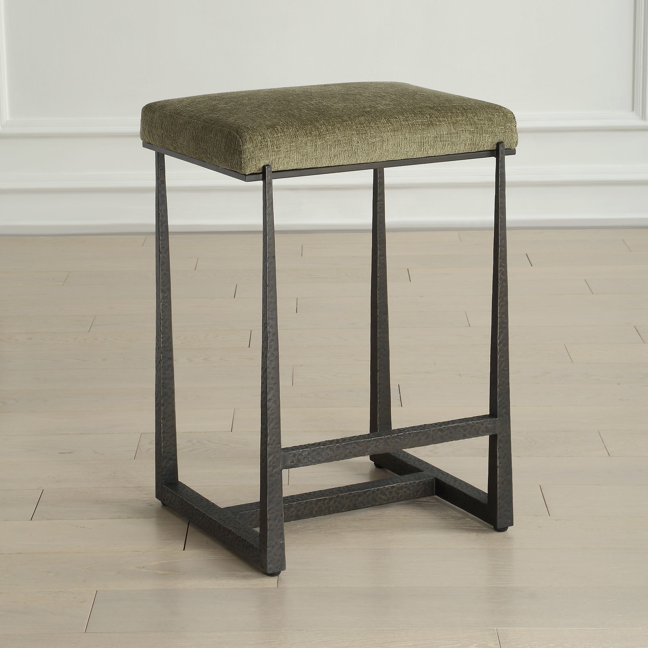 Midas 26 inch Textured Antique Bronze and Textured Moss Toned Polyester Counter Stool