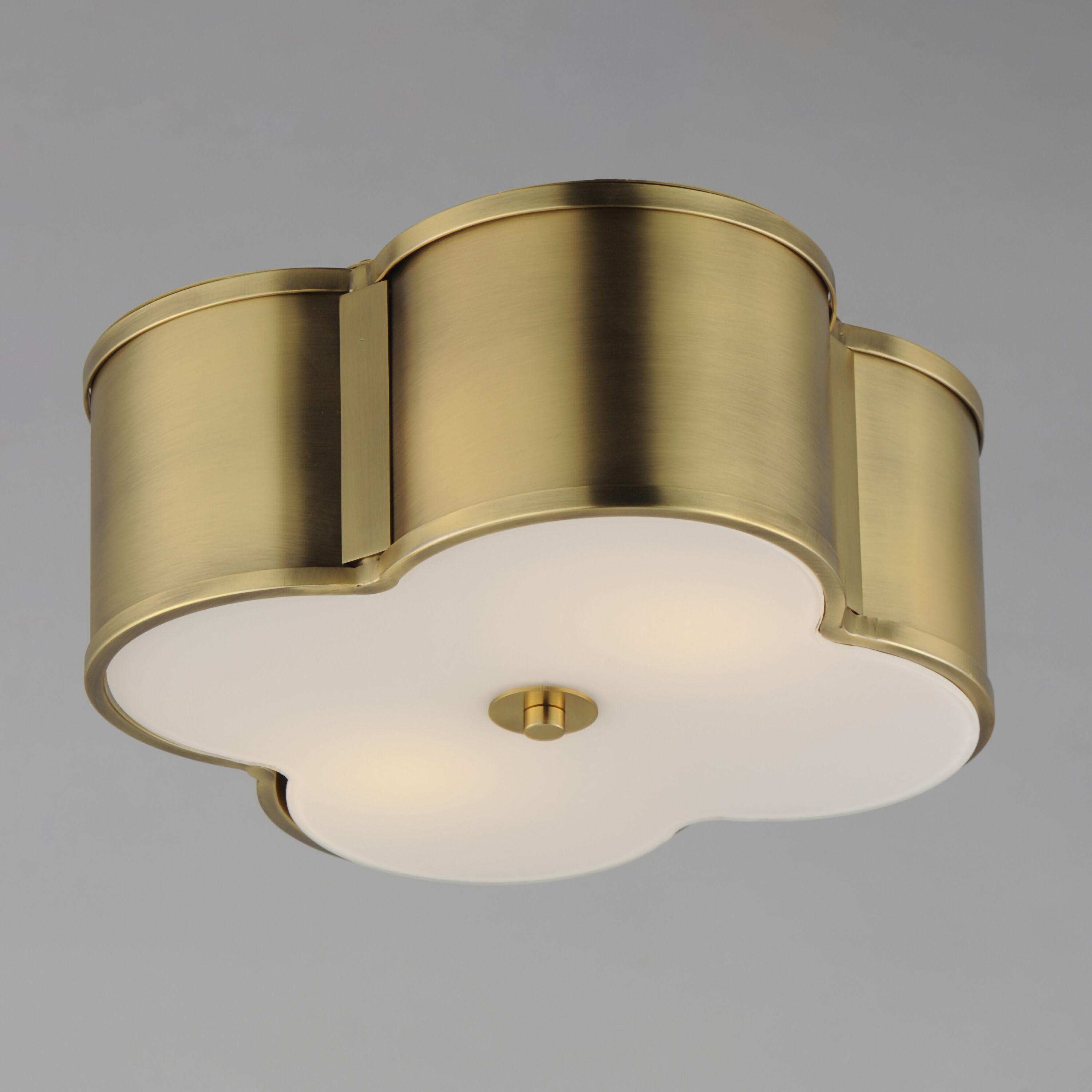 Clover 2 Light 14 inch Natural Aged Brass Flush Mount Ceiling Light