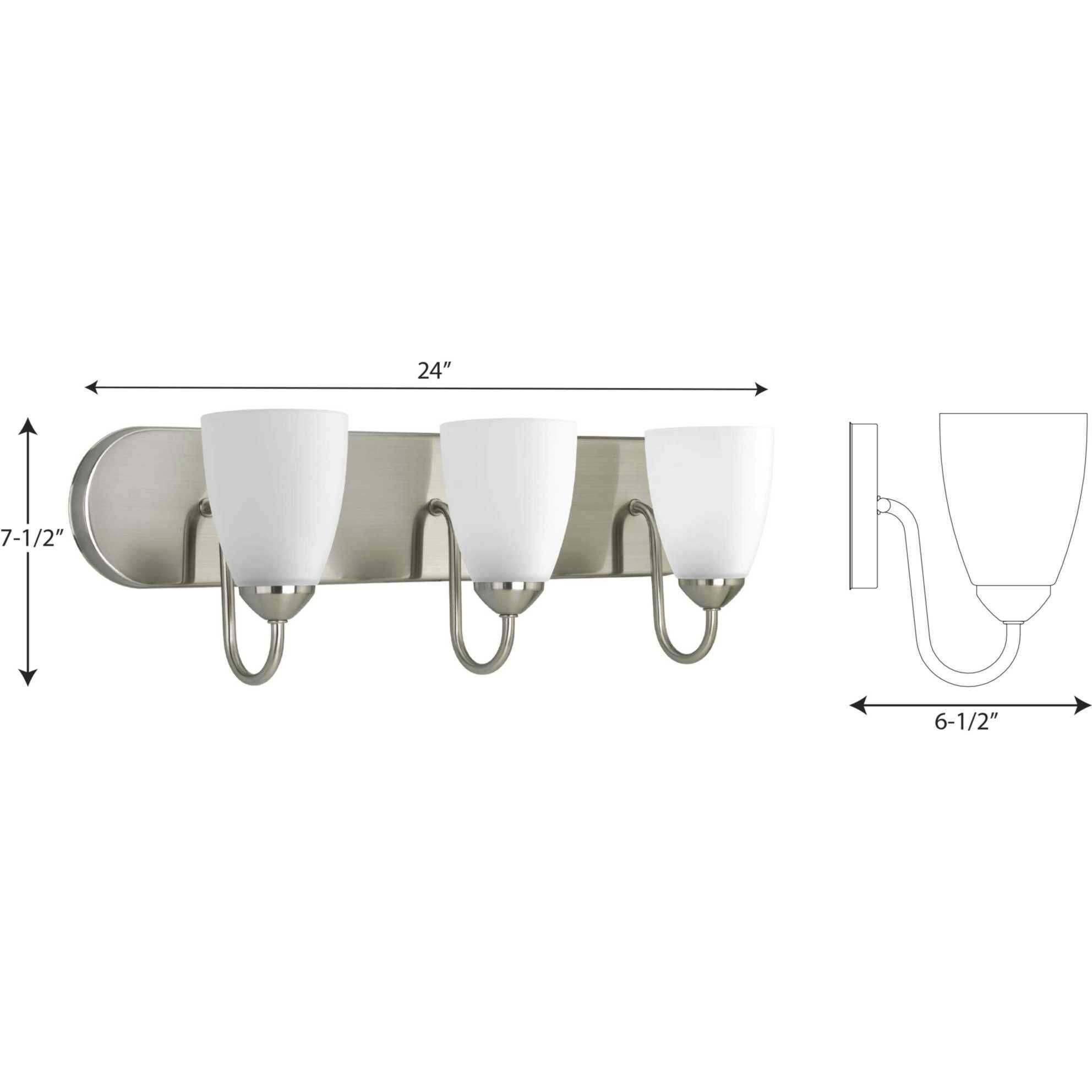 Gather 3 Light 24 inch Brushed Nickel Bath Vanity Wall Light in Bulbs Not Included, Standard