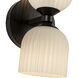 Alora Mood Nelly 2 Light 4 inch Matte Black and Glossy Ribbed Opal Glass Bath Vanity Wall Light in Glossy Opal Ribbed Glass Shade