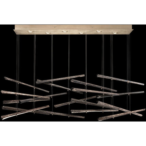 Elevate LED 62 inch Gold Pendant Ceiling Light in Gold Leaf, Meteorite Spires Studio Glass