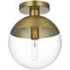Eclipse 1 Light 10 inch Satin Gold Flush Mount Ceiling Light