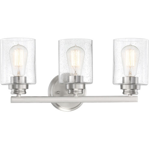 Neighborhood Bolden 3 Light 18 inch Brushed Polished Nickel Vanity Light Wall Light in Clear Seeded, Neighborhood Collection