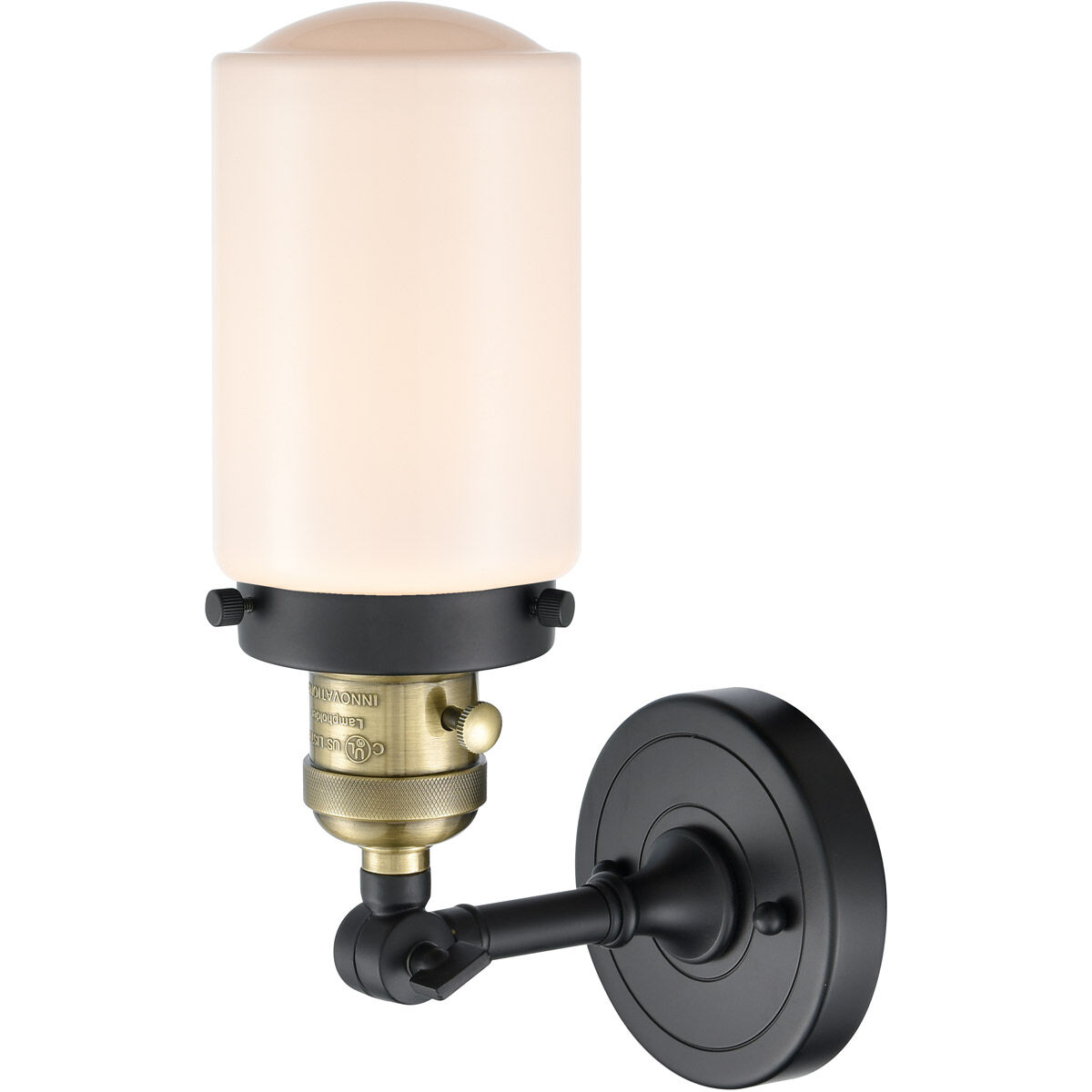 Franklin Restoration Dover 1 Light 5 inch Black Antique Brass Sconce Wall Light in Matte White Glass, Franklin Restoration