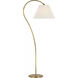 Amber Lewis Dume 63 inch 15 watt Hand-Rubbed Antique Brass Arched Floor Lamp Portable Light in Silk Pleated, Large