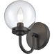 Fairbanks Sconce Wall Light in Clear Glass, Matte Black