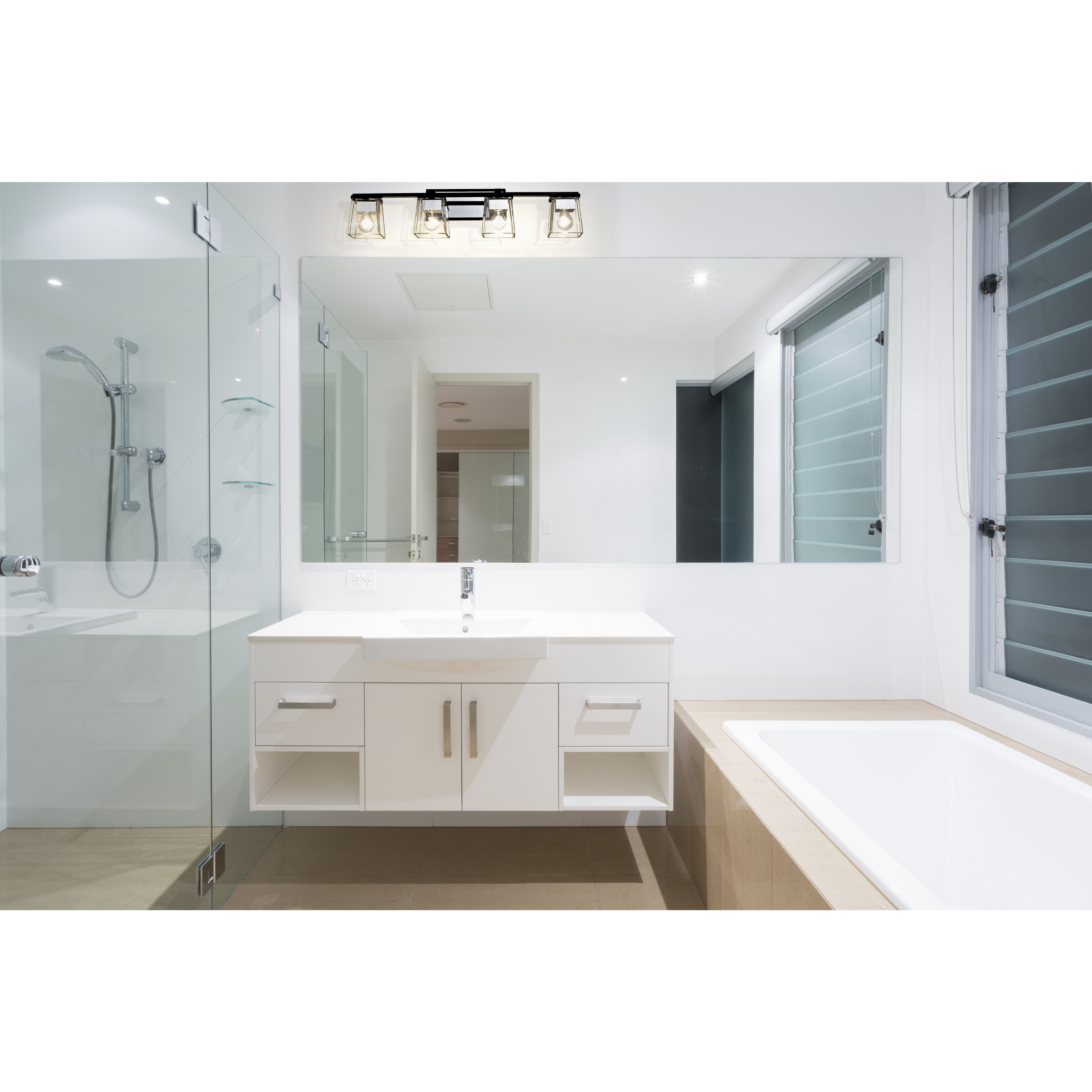 Bleeker Street 4 Light 33 inch Matte Black and Chrome Vanity Wall Light