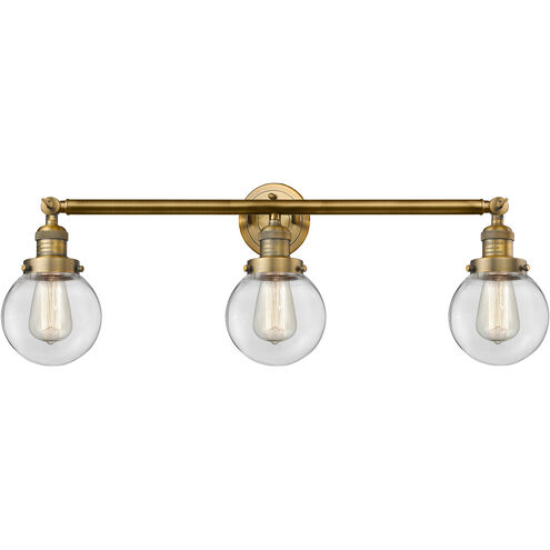 Franklin Restoration Beacon LED 30 inch Brushed Brass Bath Vanity Light Wall Light in Clear Glass, Franklin Restoration