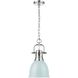 Yep Duncan 1 Light 8.88 inch Chrome Pendant Ceiling Light in Seafoam, Small