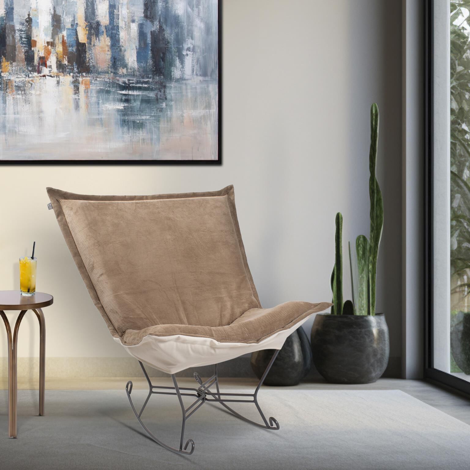 Pana 40 inch Sand Puff Rocker Ottoman