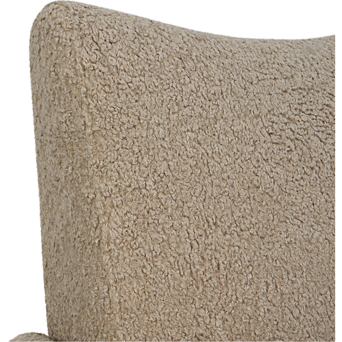 Teddy Latte Toned Faux Shearling and Walnut Stained Wood Accent Chair
