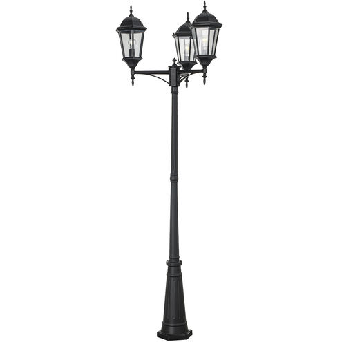 Classical 3 Light 98 inch Black Outdoor Pole Light