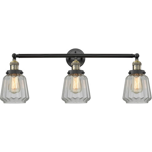 Franklin Restoration Chatham LED 30 inch Black Antique Brass Bath Vanity Light Wall Light in Clear Glass, Franklin Restoration