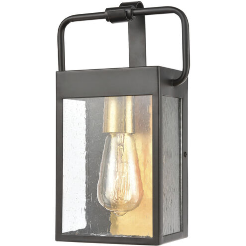 Knowlton 1 Light 12 inch Matte Black with Brushed Brass Outdoor Sconce