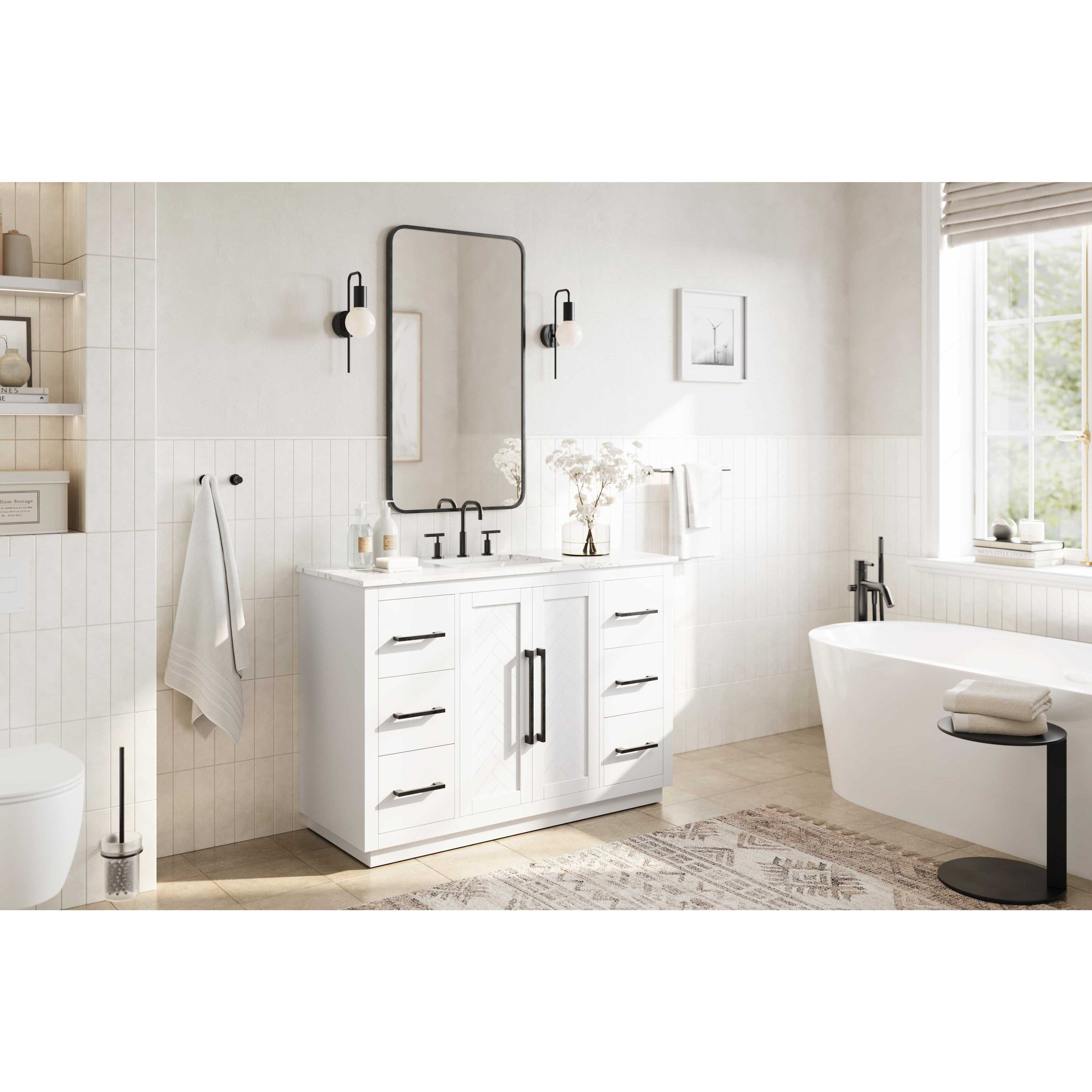 Chase 48 X 34 inch White Bathroom Vanity Cabinet