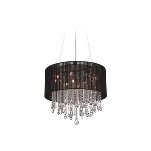 Beverly Dr. LED 32 inch Black Silk String Dual Mount / Flush / Hanging Ceiling Light, Convertible to Hanging