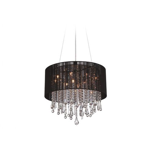 Beverly Dr. LED 32 inch Black Silk String Dual Mount / Flush / Hanging Ceiling Light, Convertible to Hanging