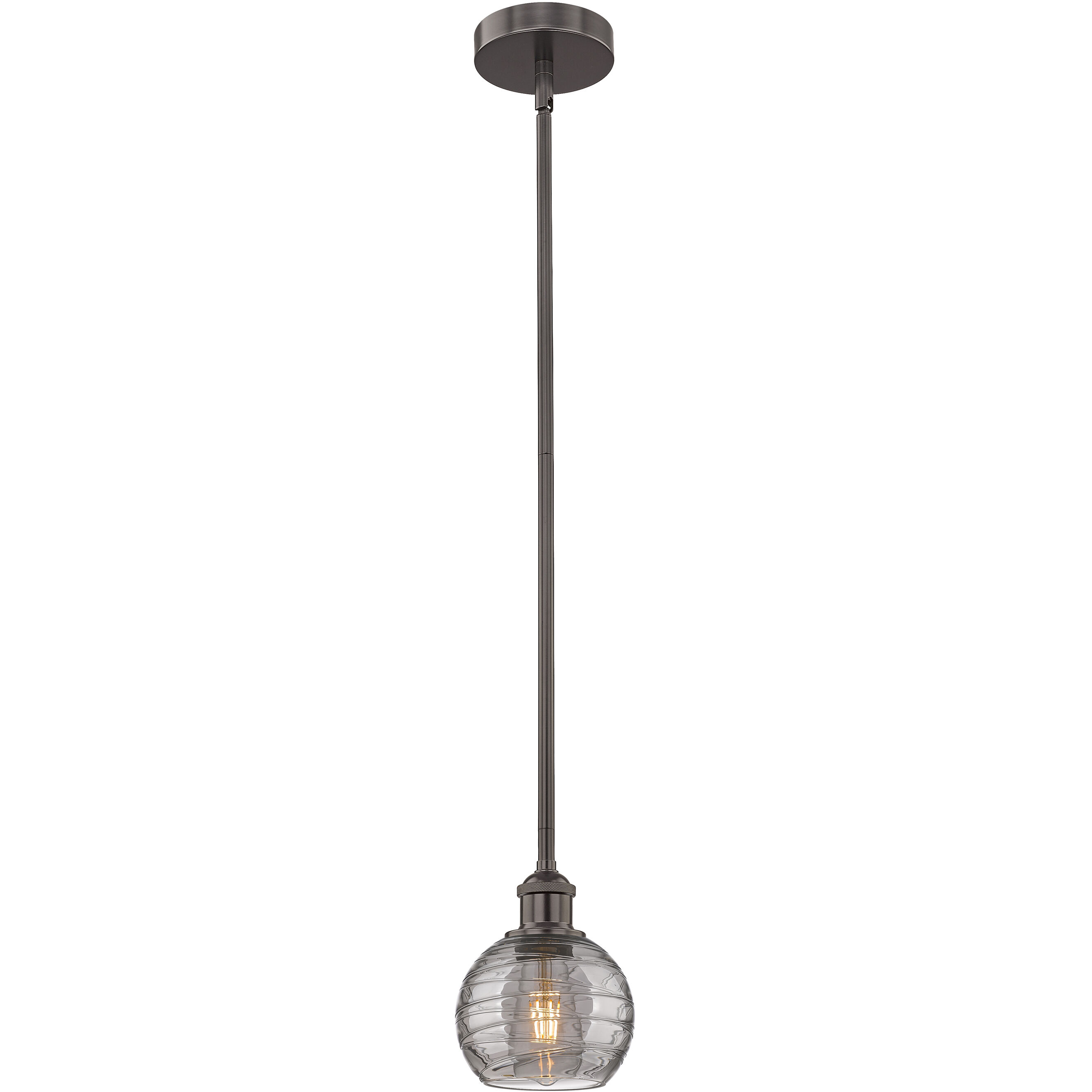 Edison Athens Deco Swirl 1 Light 5.88 inch Oil Rubbed Bronze Stem Hung Mini Pendant Ceiling Light
