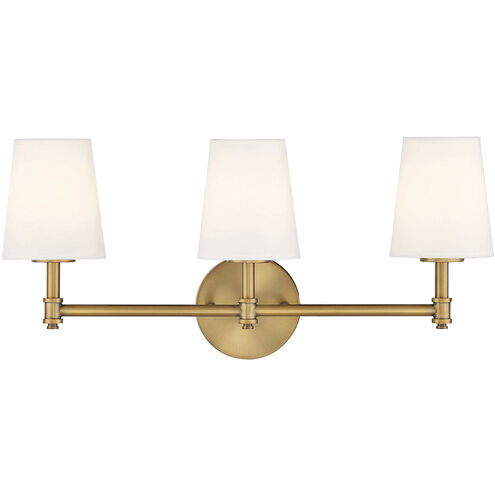 Traditional 3 Light 24 inch Natural Brass Bathroom Vanity Light Wall Light