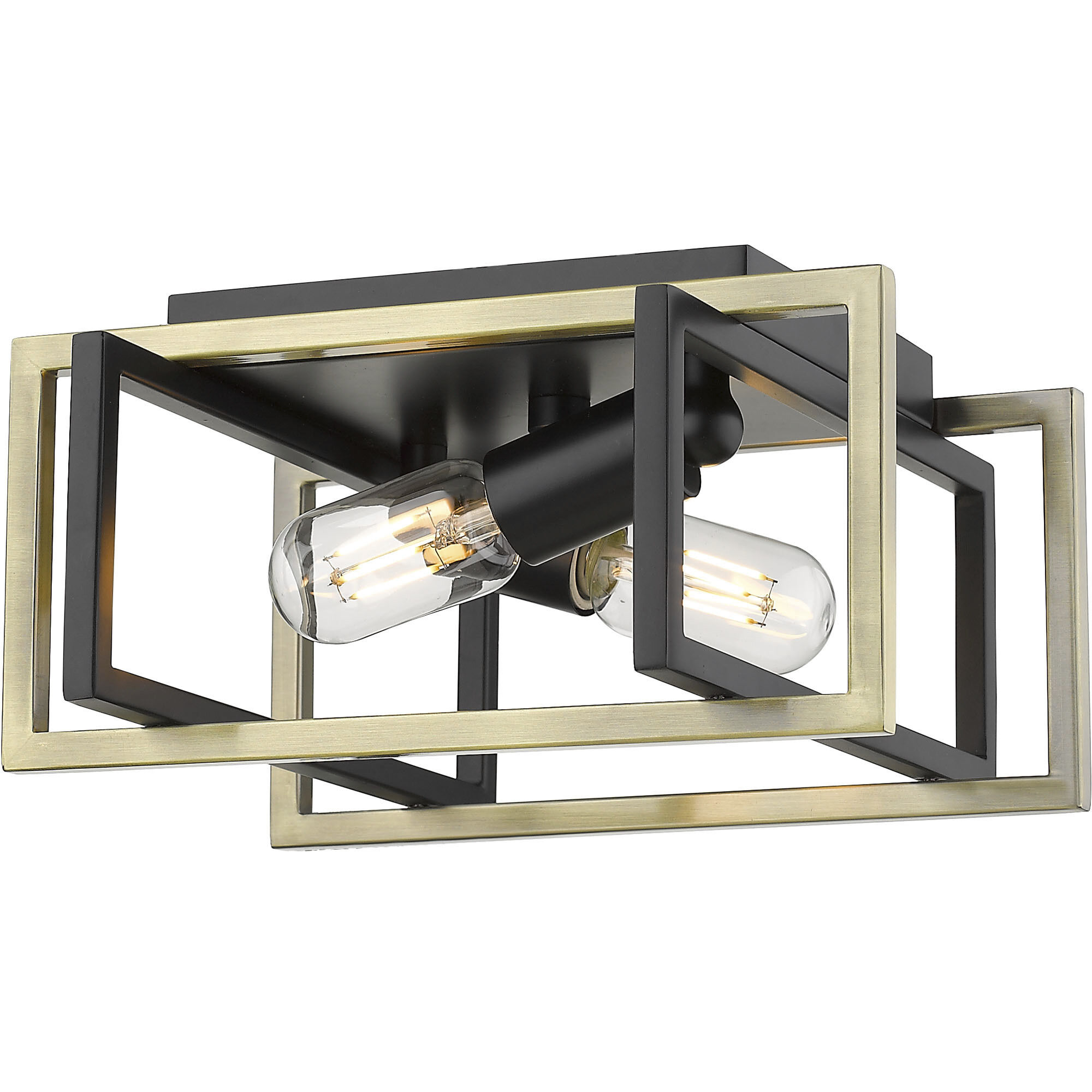 Tribeca 2 Light 11.5 inch Matte Black/Pewter Flush Mount Ceiling Light, Damp