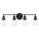 Barwell 4 Light 33 inch Coal Black Bath Vanity Light Wall Light