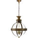 Chapman & Myers Crown Top Globe 3 Light 15 inch Bronze with Antique Brass Lantern Pendant Ceiling Light in Clear Glass, Bronze and Antique Burnished Brass