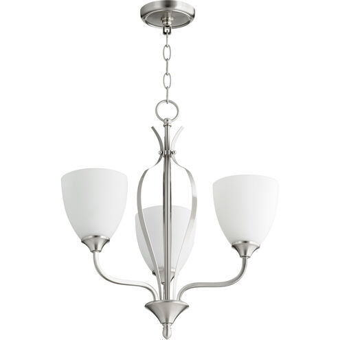 Jardin 3 Light 20 inch Satin Nickel Mini Chandelier Ceiling Light in Satin Opal